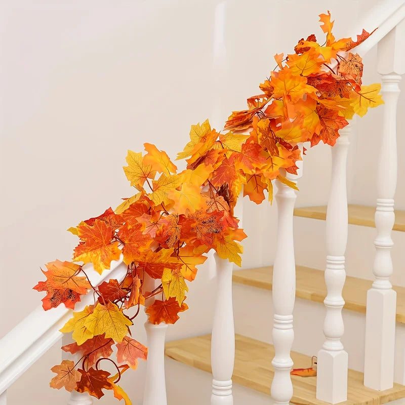 Autumn Artificial Maple Leaf Wreath - Fall Home Decor for Doors & Walls