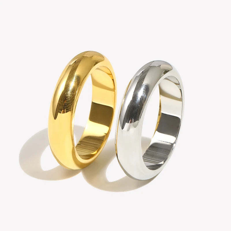 Minimalist Gold Plated Silver Color Stainless Steel Ring for Women - Hypoallergenic & Tarnish-Free