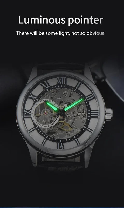 Automatic Mechanical Wristwatch Waterproof Leather Men’s Watch Gift