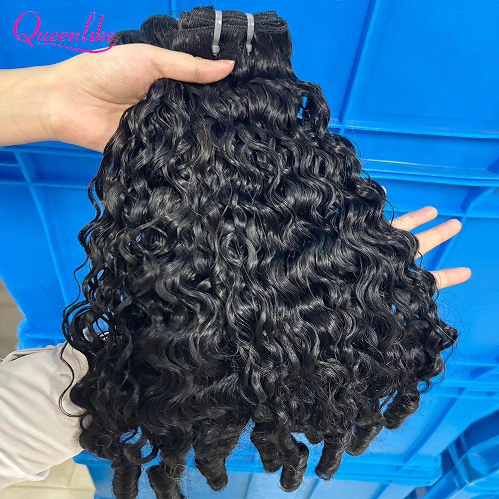 Queenlike Burmese Curly Human Hair Bundles 15A Double Drawn 3/4/6 Pack