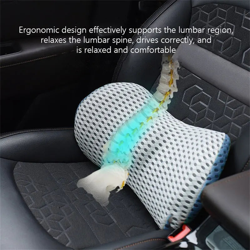 Breathable Memory Foam Lumbar Support Cushion for Car & Bed - Support Pillow