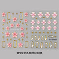 5D Floral Embossed Nail Stickers with Hibiscus Flowers & Star Frames for Spring & Summer Nail Art