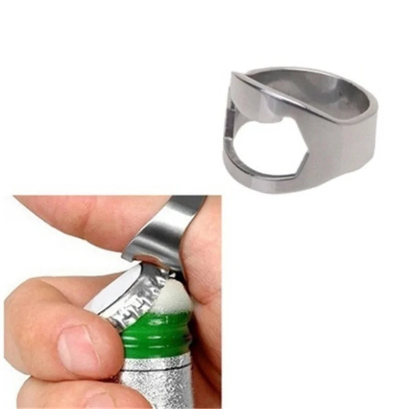 3 Pack Stainless Steel Finger Ring Bottle Opener Bar Tool Set