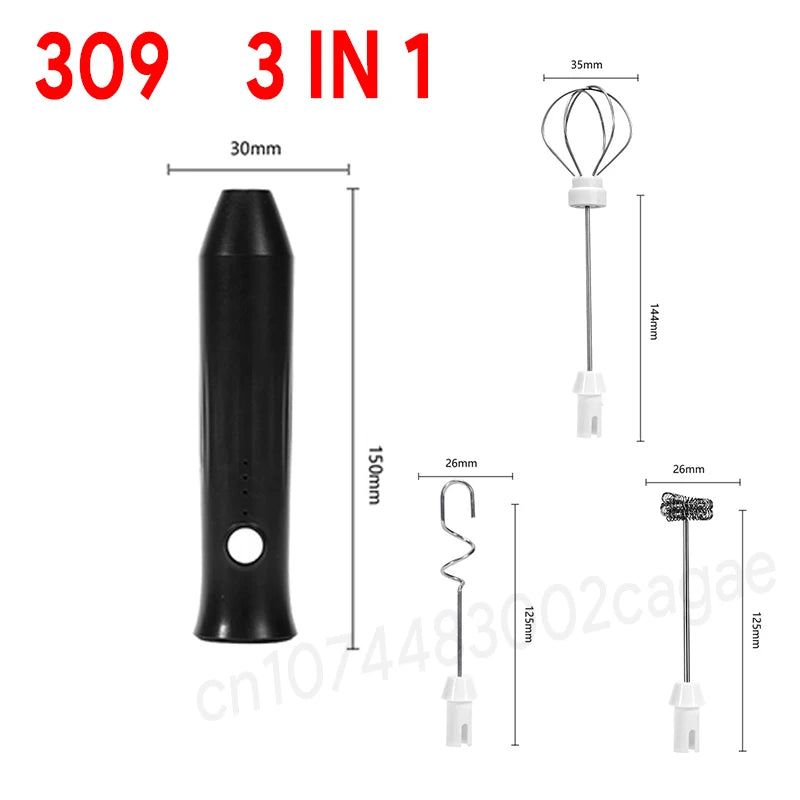 Mini USB Rechargeable Coffee Frother with 3 Speeds Milk Foam Maker Electric Handheld Blender Kitchen Tool