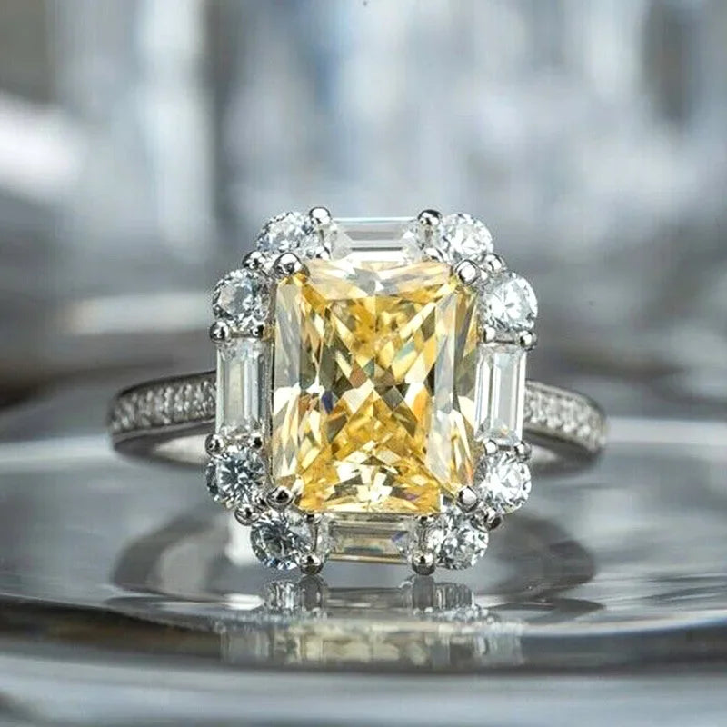 Elegant Women's Square Crystal Zirconia Ring - Wedding, Party & Fashion Jewelry