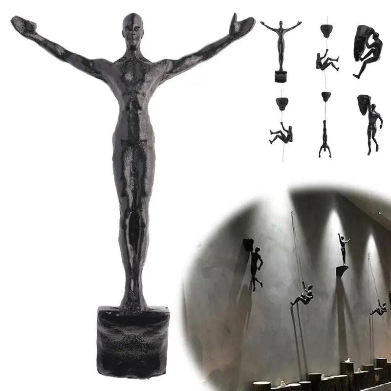 Rock Climbing Man Resin Wall Hanging Sculpture Decorative Art