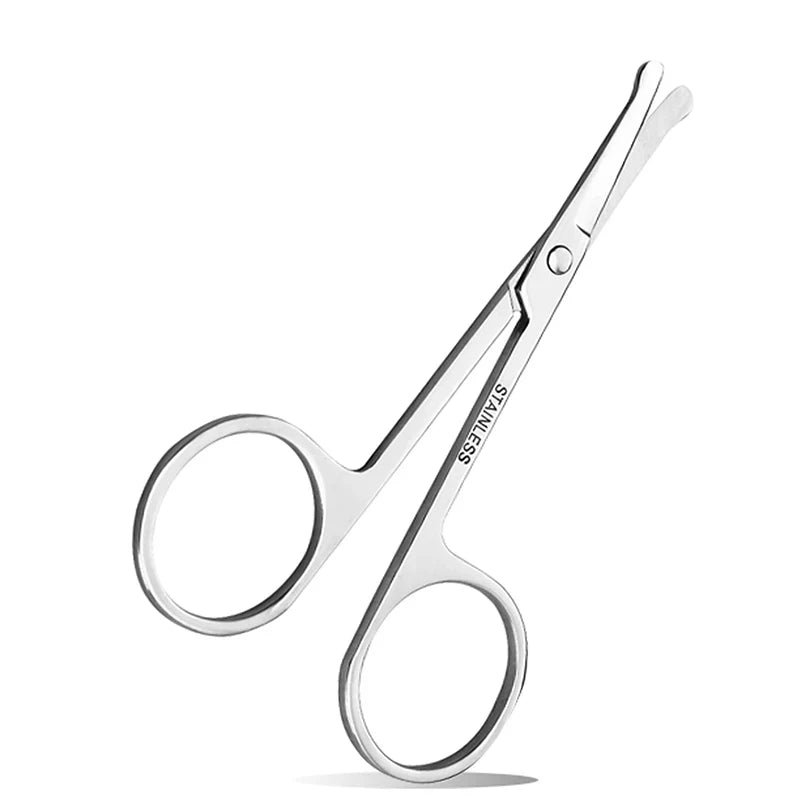 Stainless Steel Eyebrow and Nose Hair Trimmer Scissors - Safety Beauty Grooming Tool