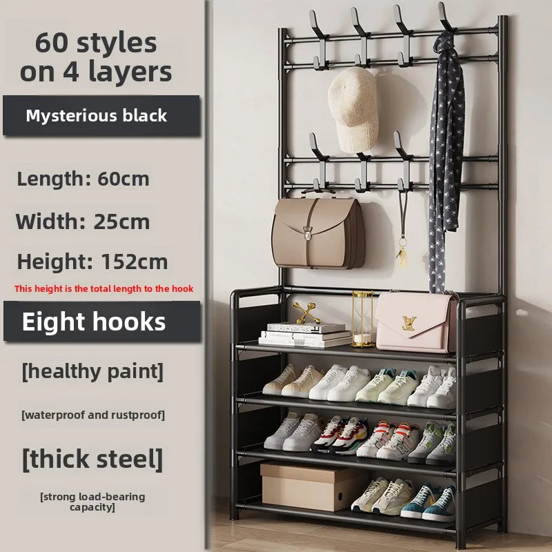 Multi-layer Door-mounted Shoe Hat Rack - 4 Layers, Household Storage Solution