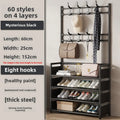 Multi-layer Door-mounted Shoe Hat Rack - 4 Layers, Household Storage Solution