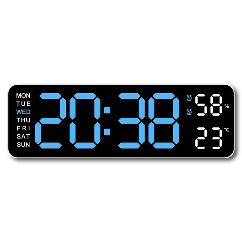 10-Inch Digital Wall & Desk Clock with Alarm, Thermometer, Calendar & Night Light