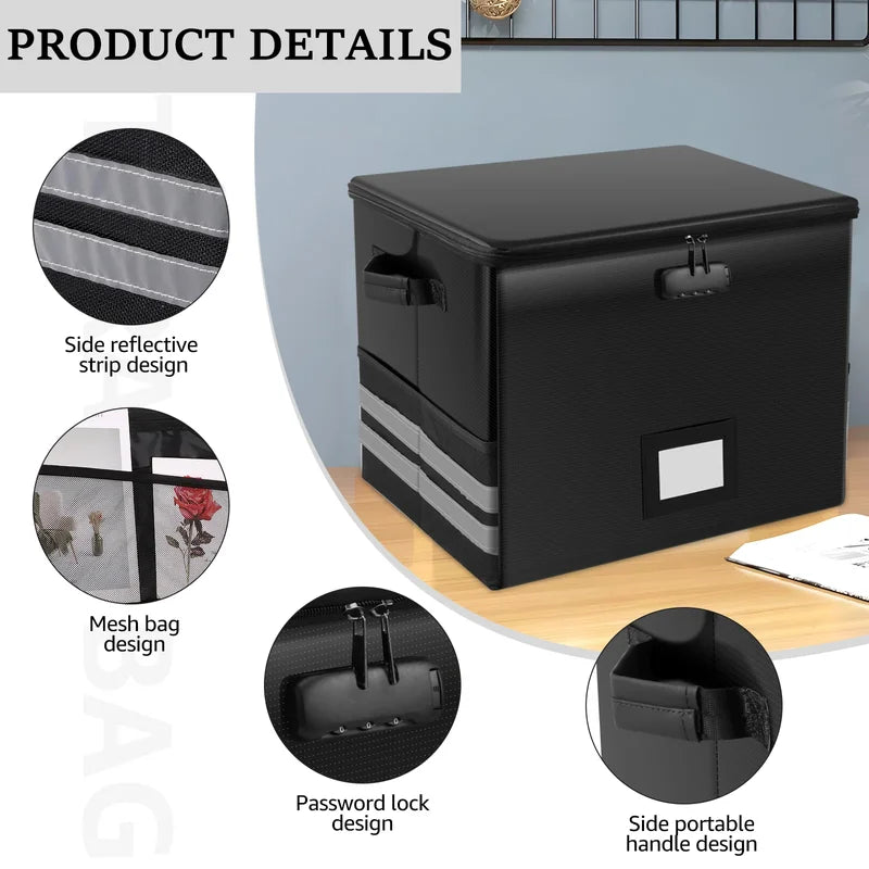 Fireproof Waterproof Vinyl Record Storage Box with Lock - Holds 150+ LP Albums