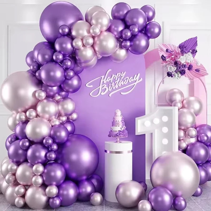 75pcs Metallic Pink Purple Balloon Garland Kit for Wedding Party Decorations
