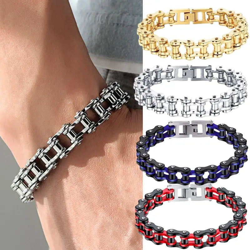 Men's Bicycle Chain Bracelet - Stainless Steel Punk Rock Biker Jewelry