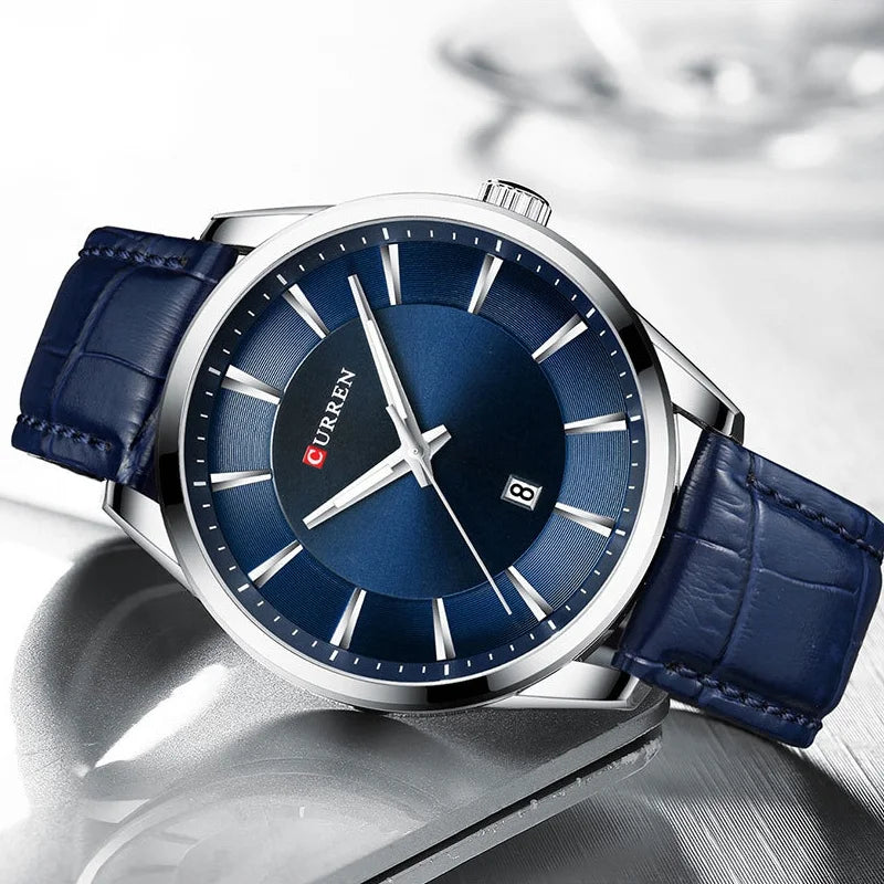 Men's Minimalist Water-Resistant Quartz Watch with Leather Strap - Business Style
