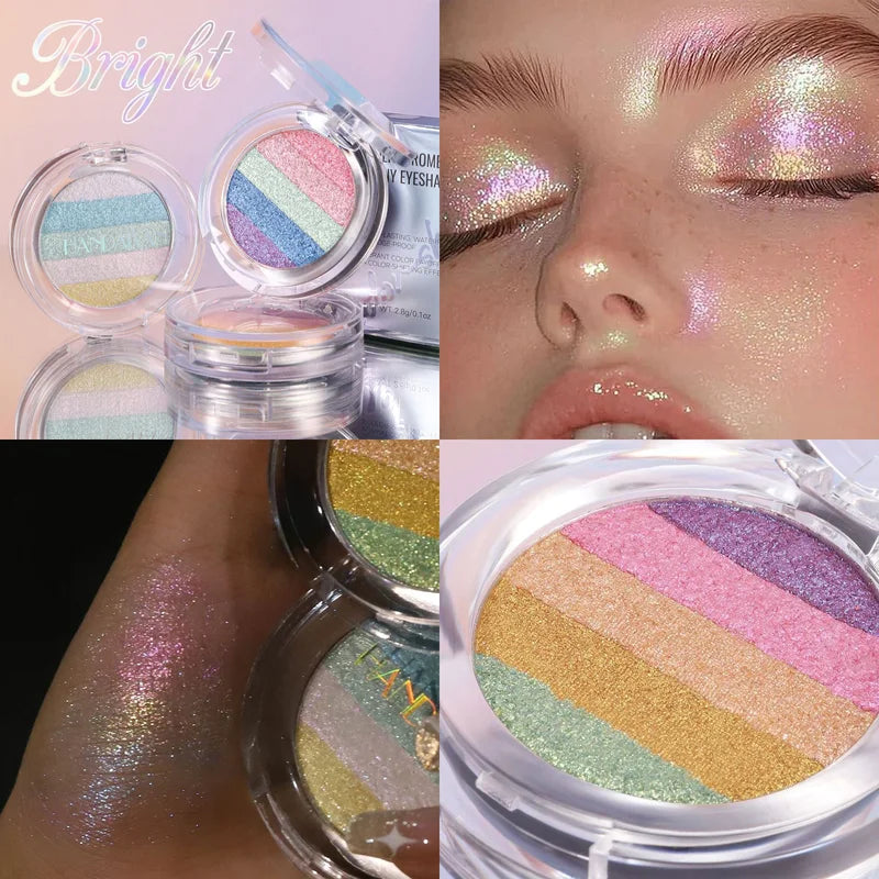 Glitter Eyeshadow Palette 3-in-1 Brightening Body & Face Highlighter Set - Multiple Colors