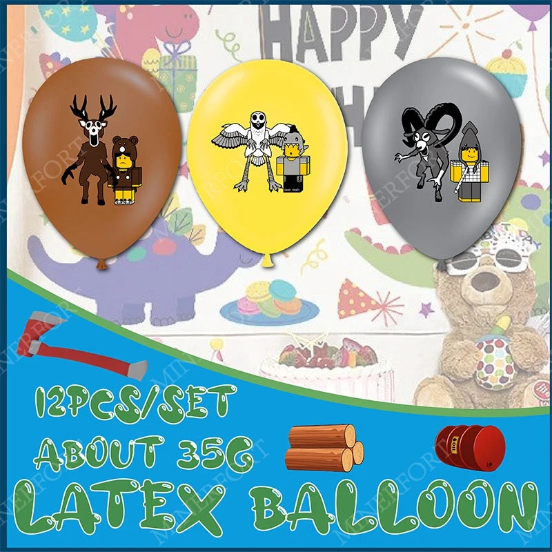 Kids Party Latex Balloons Set - Robot 99 Nights in the Forest Design, 12 Pack