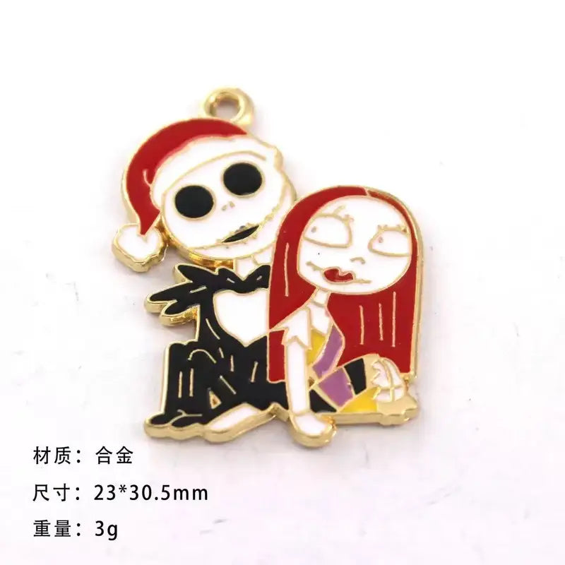 10 Pcs Cartoon Halloween Charm Pendants for DIY Jewelry Making Enamel Craft Supplies