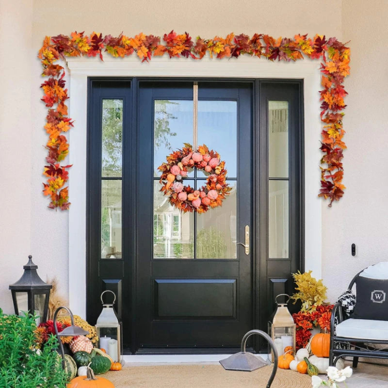 180CM Fall Maple Leaf Vine Wall Hanging Decoration for Home Garden Halloween Christmas