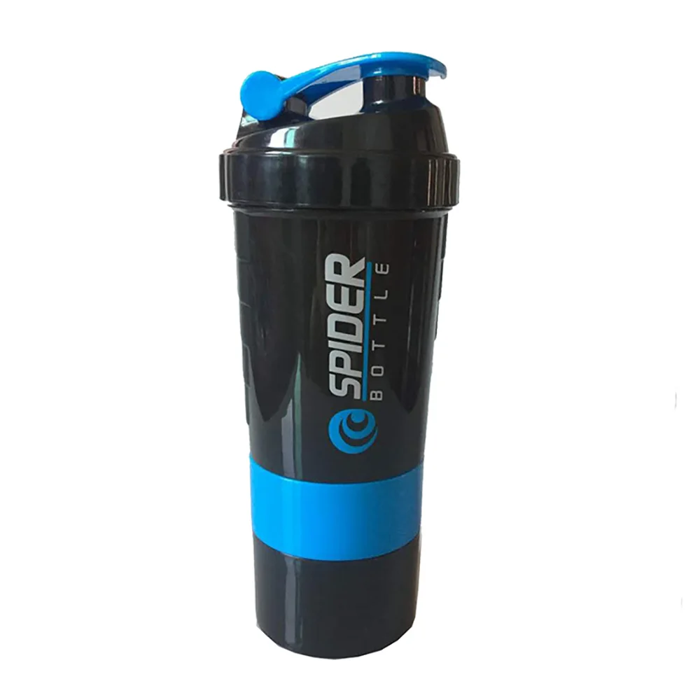 3-Layer Protein Shake Bottle Water Bottle with Mixing Cup for Bodybuilding & Fitness