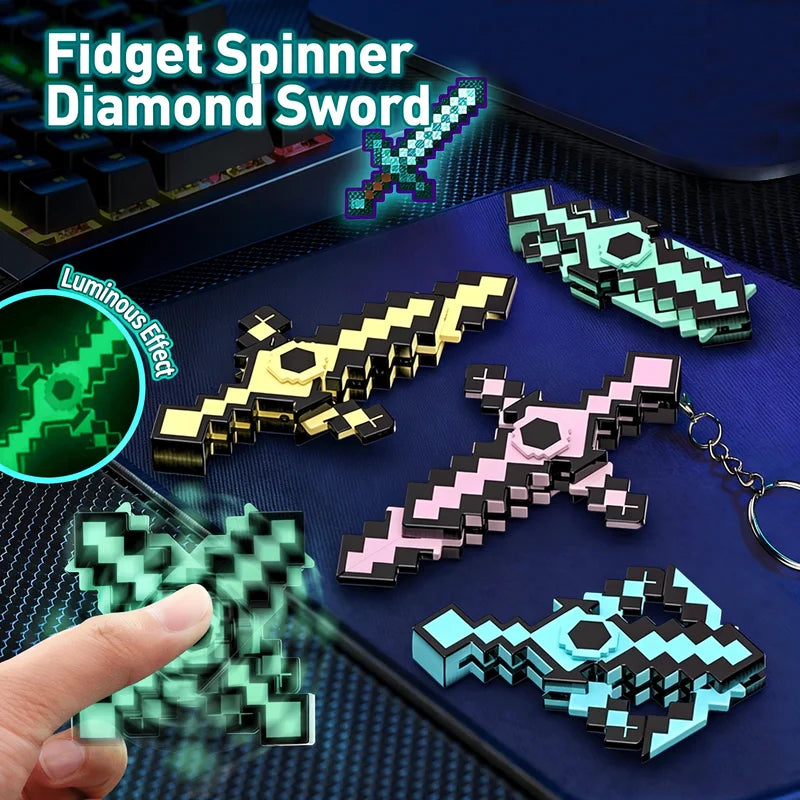 Mini Pixel Sword Foldable Keychain Cartoon Backpack Pendant Game Toy for Kids