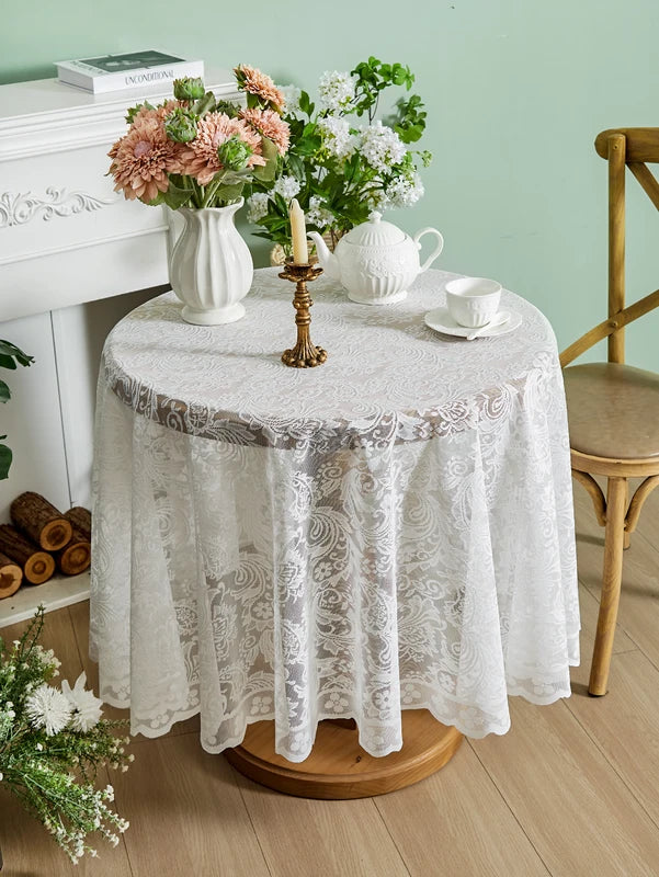 Round Lace Tablecloth for Wedding Outdoor Dining & Party Decor