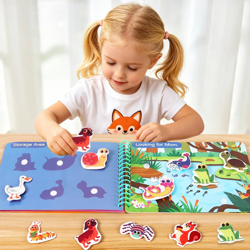 Children Busy Book 4 Themes Sticker Activity Book Educational Montessori Toy