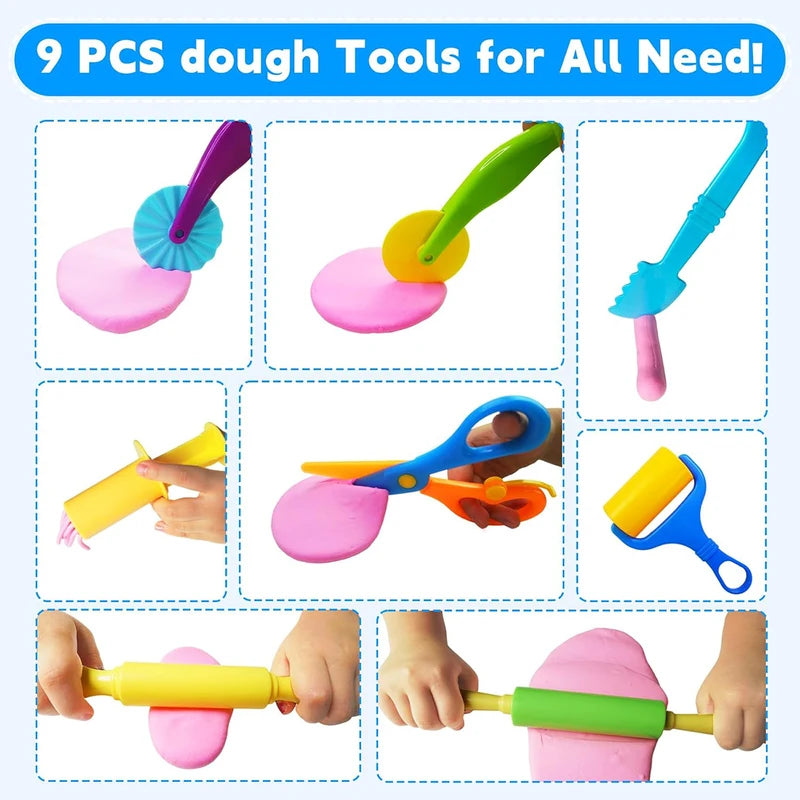 Kids Dough Clay Tools Kit Modeling Accessories Animal Cutters & Rolling Pin