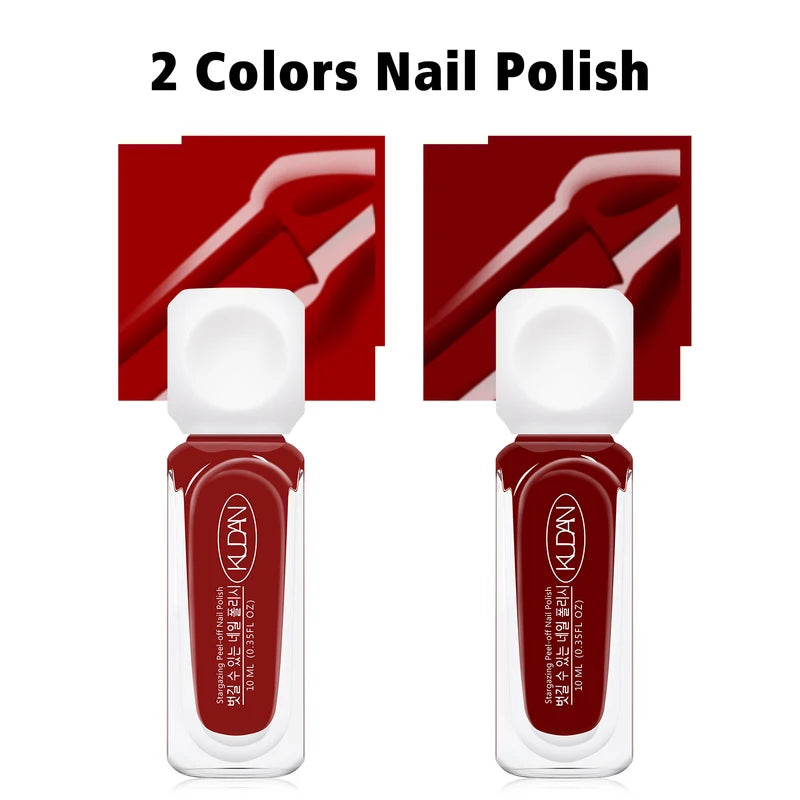 Water-Based Peel Off Nail Polish Set - 10ml Long Lasting Quick Drying 2 Pack