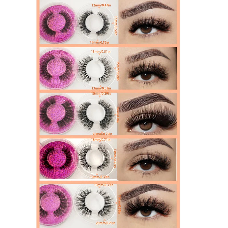 Wholesale 50 Pairs Faux Eyelashes Natural Long Curl Fluffy Reusable Lash Set