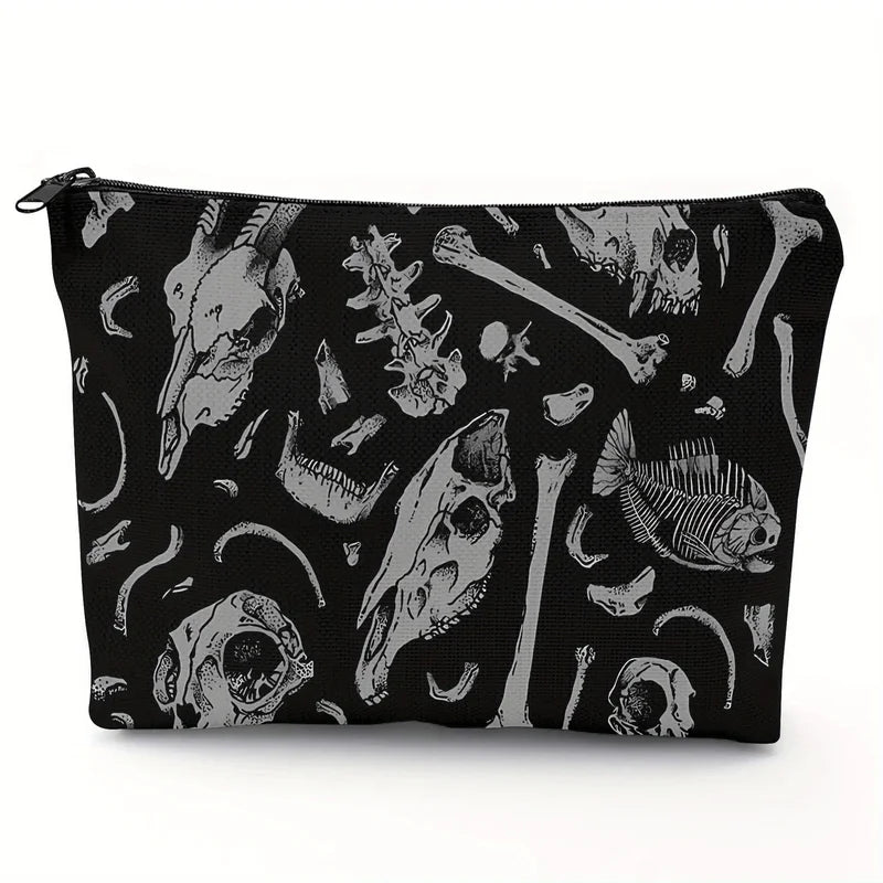 Gothic Style Makeup Bag with Jewelry Storage - Travel Zipper Pouch