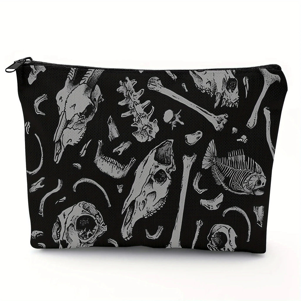 Gothic Style Makeup Bag with Jewelry Storage - Travel Zipper Pouch