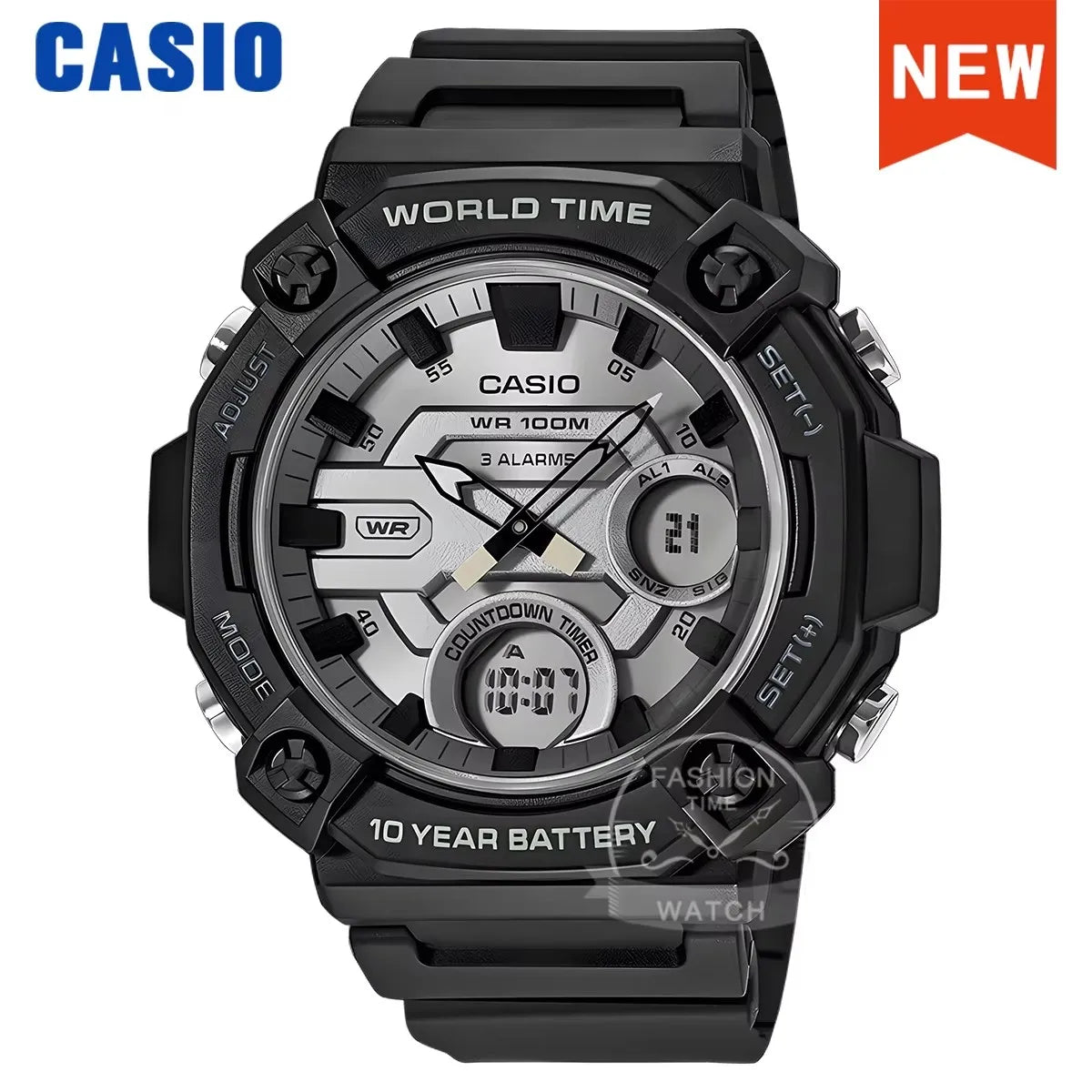 Men's Dual Display Multi-Function Digital Watch AEQ-120W Series