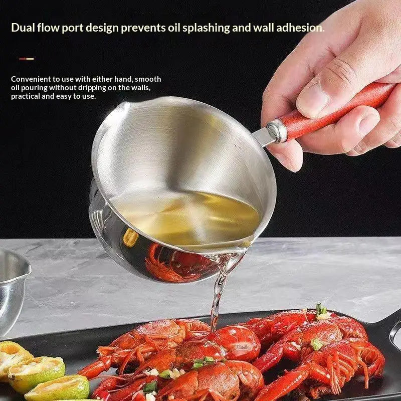 300ML Stainless Steel Cooking Pot with Wooden Handle - Dishwasher Safe, Ideal for Candle Wax Melting & DIY Crafts
