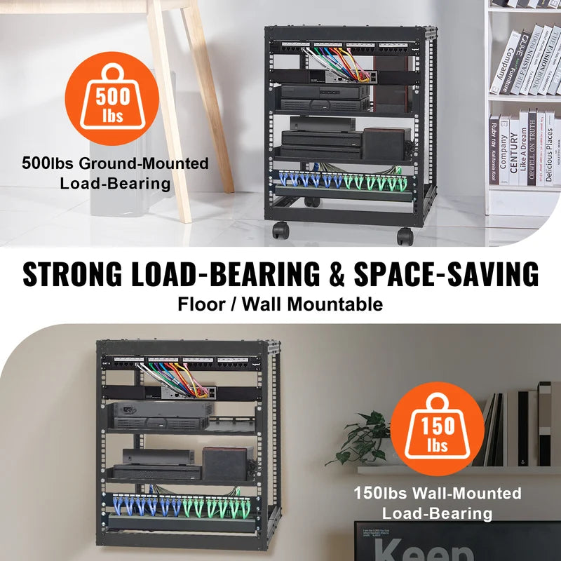 Open Frame Server Rack 12U/15U/20U with Adjustable Depth for Network Equipment