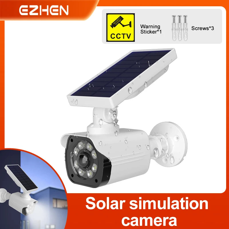 Solar Waterproof Dummy Security Camera with Flood Lights - Motion Activated