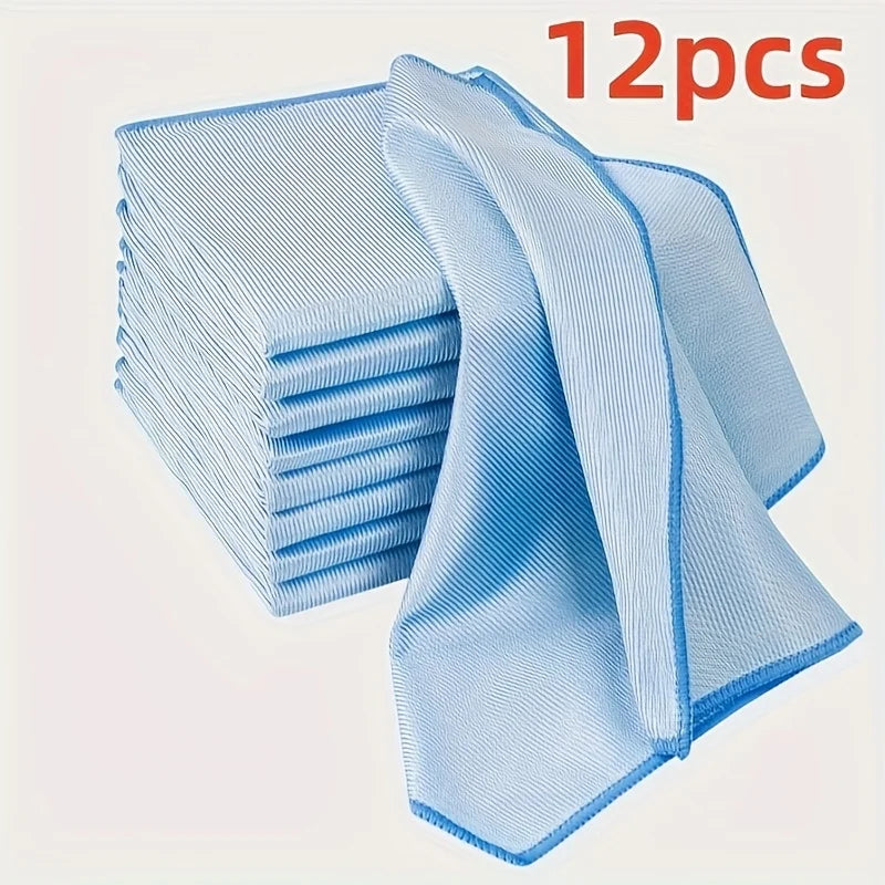 Extra Large Microfiber Glass Cleaning Cloth Set - Super Absorbent, Lint-Free, Streak-Free, 12 Pack