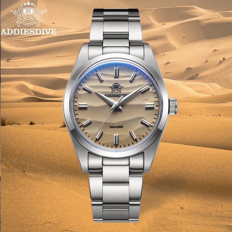 Men's Quartz Watch Bubble Mirror Glass Waterproof 100M Business Dress Watch
