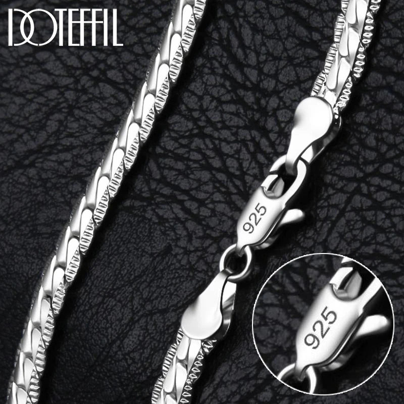Sterling Silver Side Chain Necklace for Men & Women - 6mm Jewelry Gift