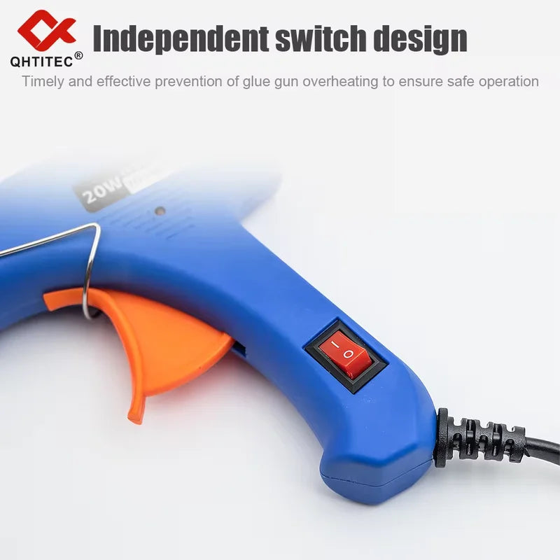 20W Hot Melt Glue Gun Kit with 20pcs 7mm Glue Sticks - DIY Household & Repair Tool