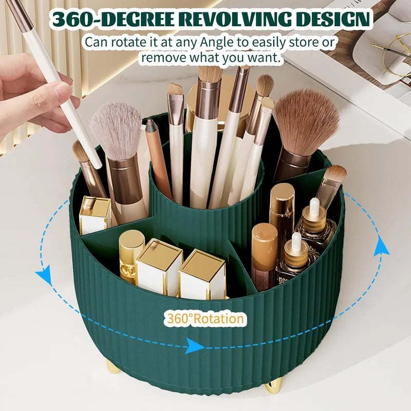 Rotating Makeup Brush Organizer 5 Slots Multi-Functional Desktop Storage