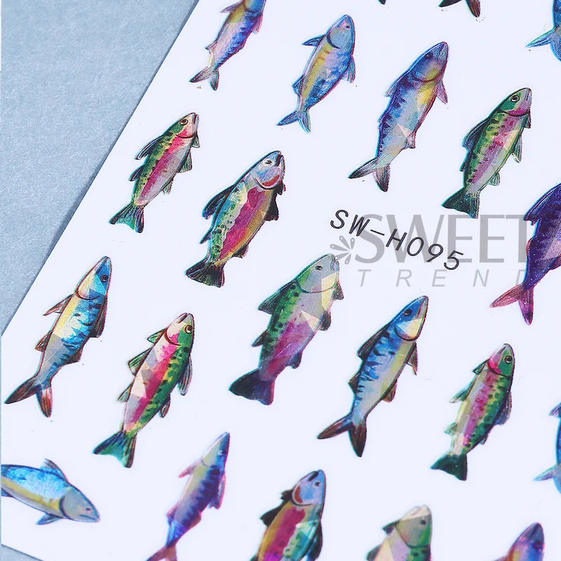 2pcs Ocean Fish Nail Art Stickers Self-Adhesive Decor for Manicure DIY