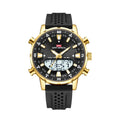 Men's Quartz Waterproof Watch with Multiple Time Zones and LED Backlight
