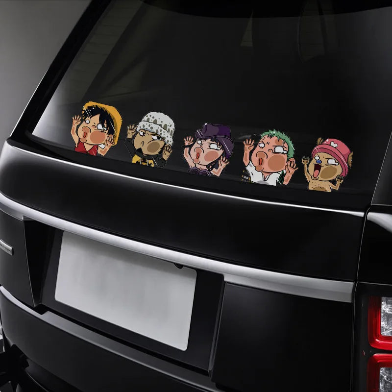 Personalized 3D Cartoon Anime Car Stickers - Funny Face-Shaking Glass Decor