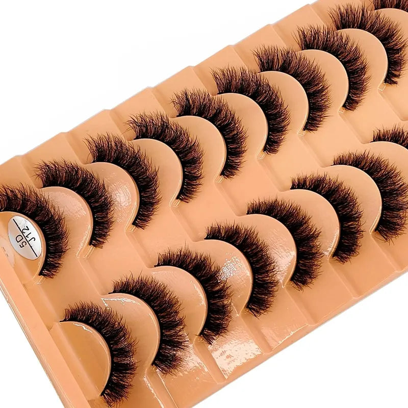 7/10 Pairs Fake Mink Eyelashes Handmade Natural Cross Curly 3D Eye Makeup