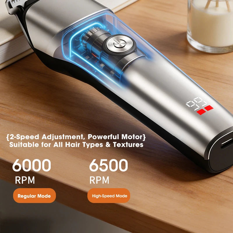 Rechargeable Hair Clipper for Men, Electric Grooming Trimmer with T-Shaped Blade