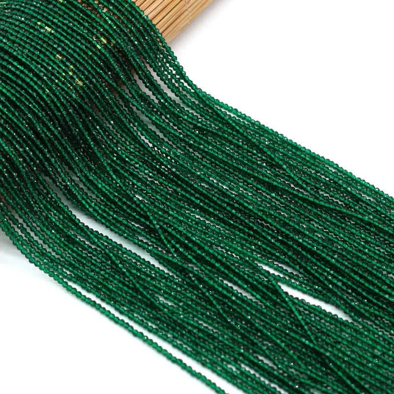 Natural Semi-Precious Spinel Beads for Jewelry Making - Dark Green, 2mm, 38cm
