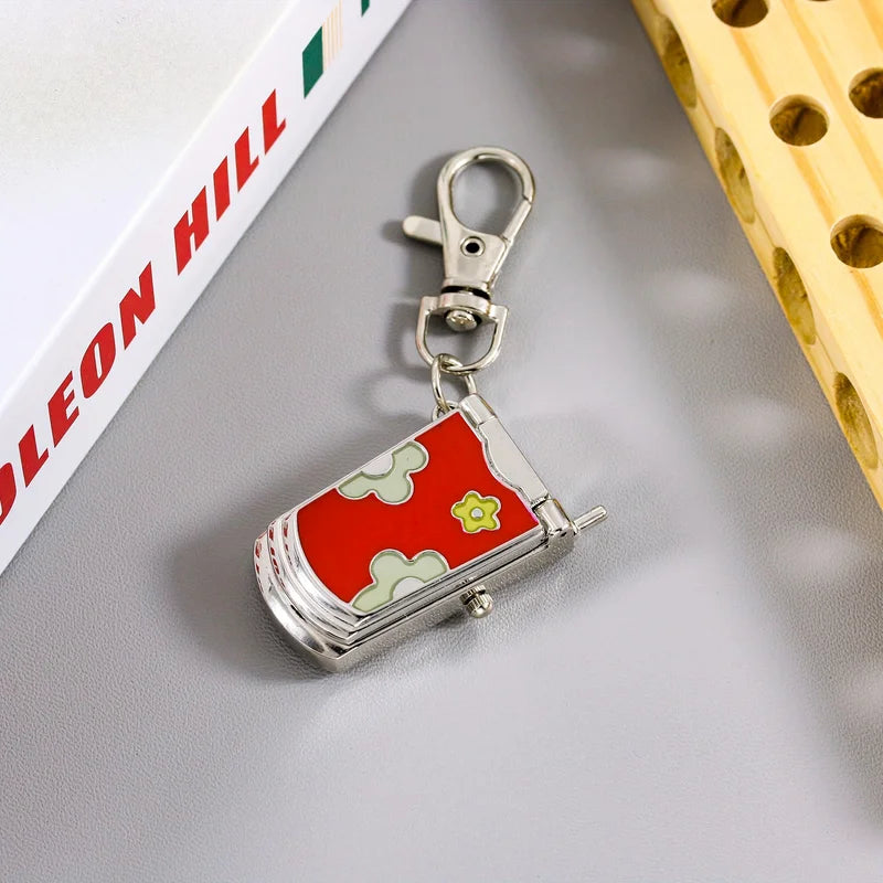 Retro Flip Phone Keychain Watch - Cute Pendant & Creative Gift