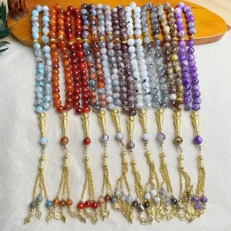Glass Tassel Prayer Beads Bracelet 10mm Islamic Rosary Jewelry for Women