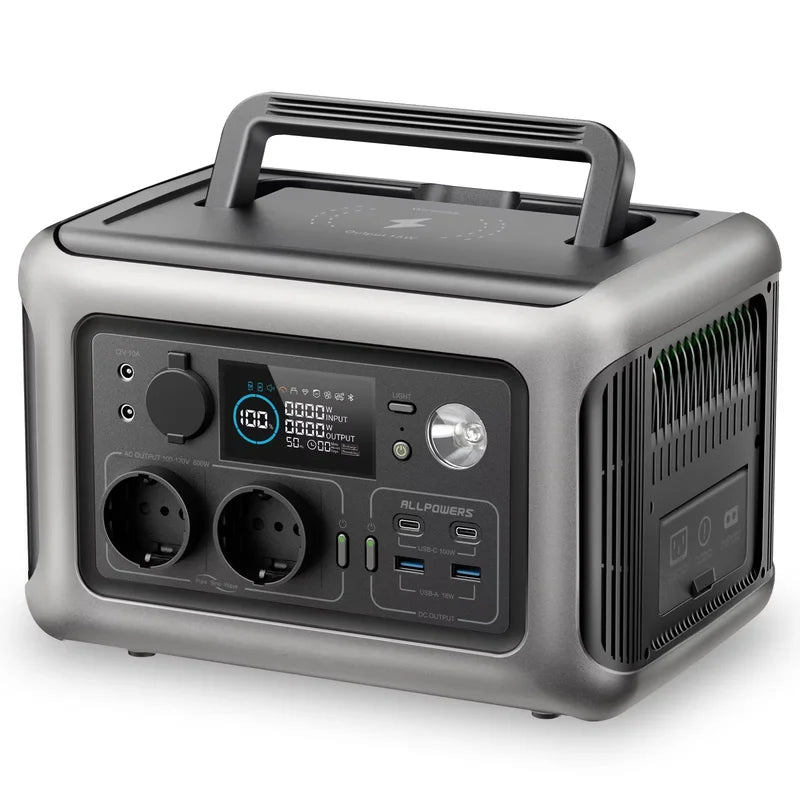 Portable Power Station 600W 299Wh Solar Generator with AC USB Output for Camping RV Home