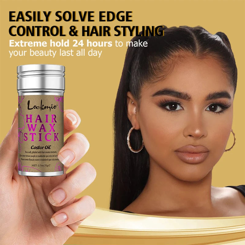 High Shine Hair Wax Stick for Smooth Long-Lasting Anti-Frizz Styling with 3-Comb Kit